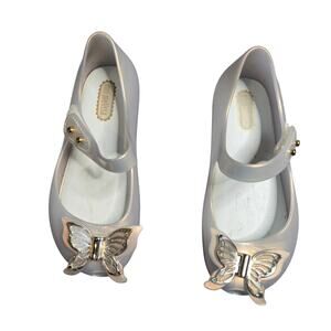 Mini Melissa Butterfly Silver Mary Jane Flats Size: 9